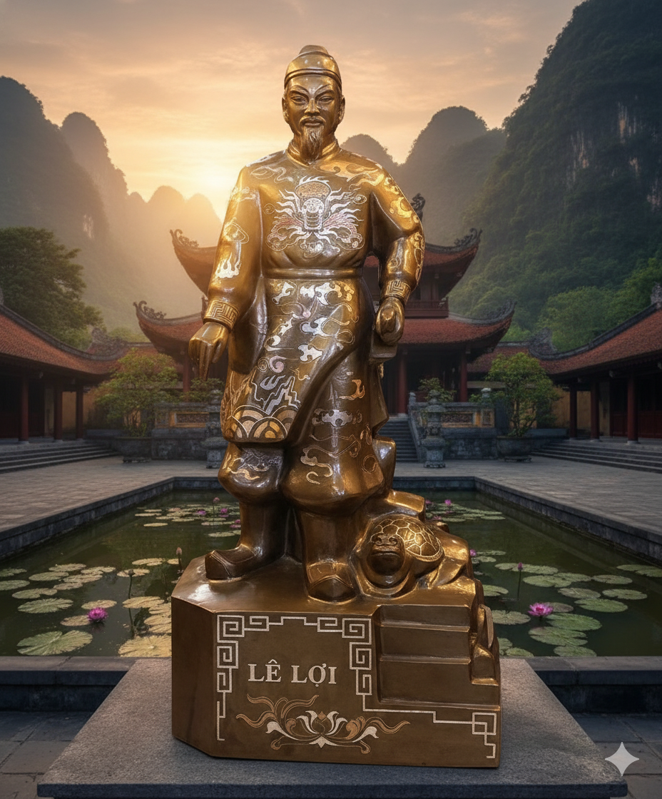 Tượng Lê Lợi bằng đồng khắc họa oai phong và thần thái của vị anh hùng dân tộc Việt Na