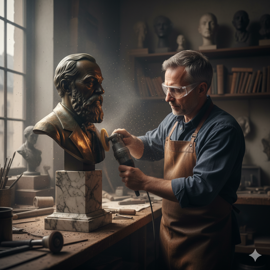 Mỗi chi tiết được trau chuốt thủ công, mang lại thần thái tự nhiên cho tượng.