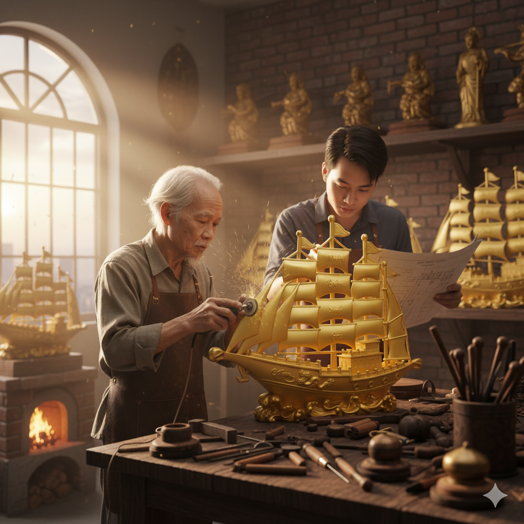 Nghệ nhân đang tỉ mỉ để hoàn thiện sản phẩm