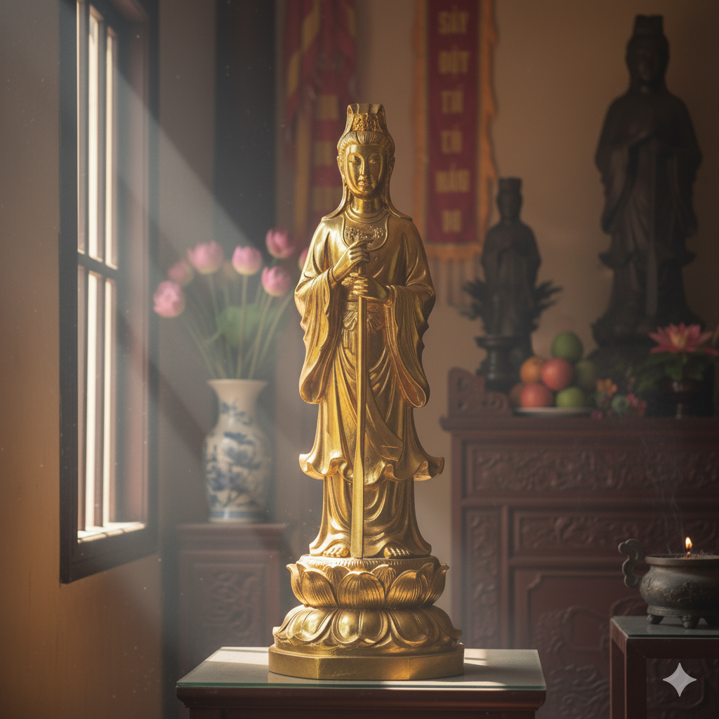 Không gian thờ tượng Cô Bơ Tây Hồ tại tư gia – trang nghiêm, thanh tịnh và linh khí tràn đầy.