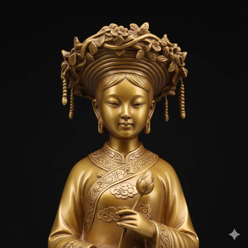 Chi tiết áo váy, khăn đội đầu và hoa văn được khắc họa tỉ mỉ, giữ trọn thần thái thanh thoát của Cô Bé Thượng Ngàn.