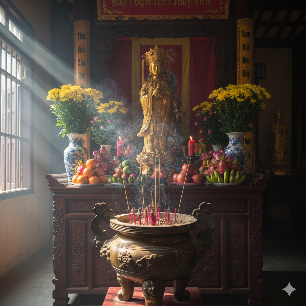 Không gian thờ Mẫu Đệ Tam tại Thoải Phủ