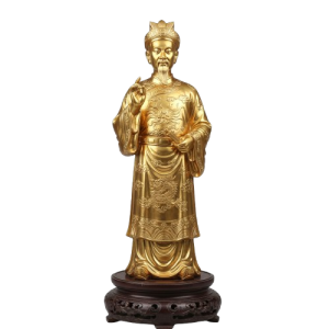 Tượng Ông Hoàng Lục Thanh Hà bằng đồng được chế tác thủ công, dát vàng sang trọng.