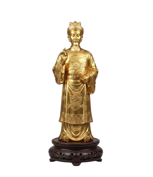 Tượng Ông Hoàng Lục Thanh Hà bằng đồng được chế tác thủ công, dát vàng sang trọng.