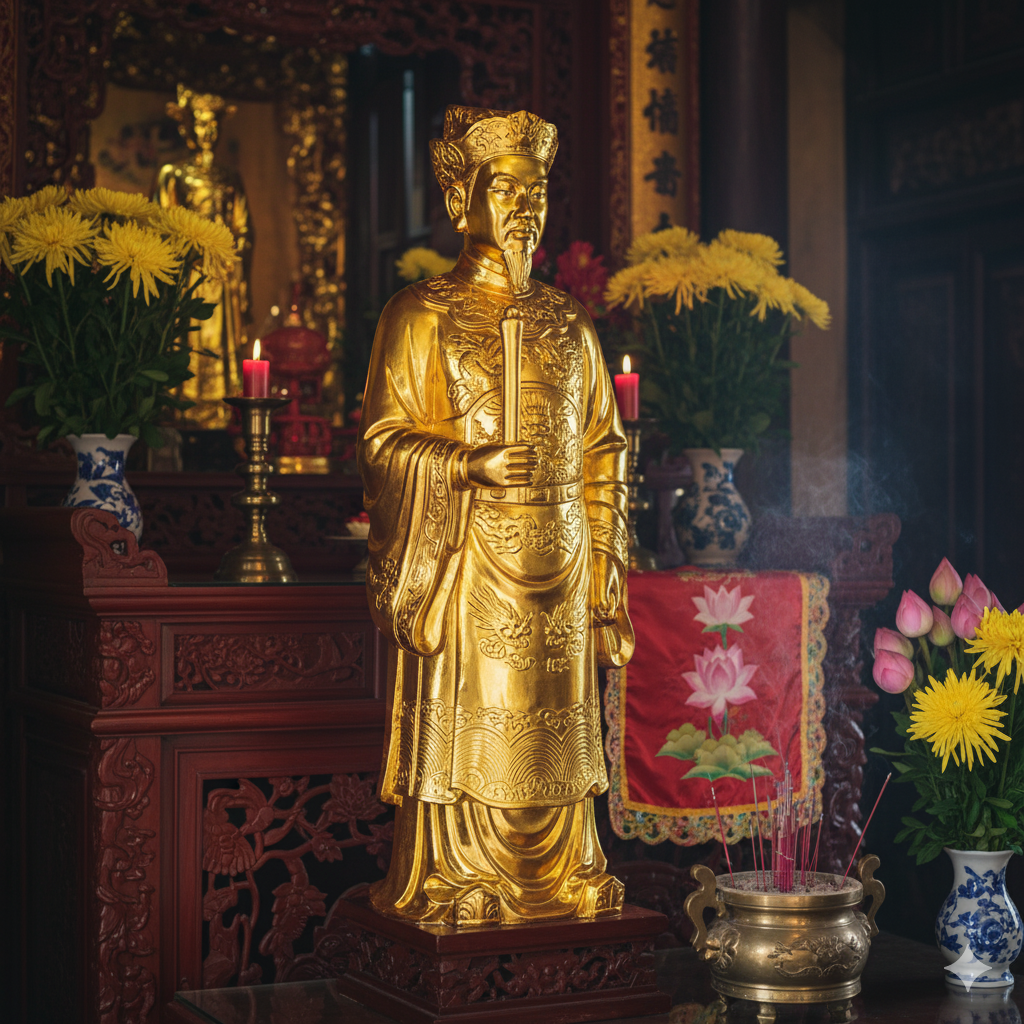 Không gian thờ tượng Ông Hoàng Tám Bát Nùng trang nghiêm, mang lại cảm giác an yên, linh thiêng và ấm cúng cho điện thờ.