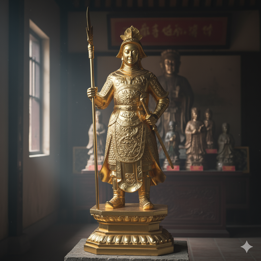 Hình ảnh tượng Chầu Tám Bát Nàn đặt trong gian thờ Tứ Phủ – tỏa khí chất uy nghiêm và linh thiêng.