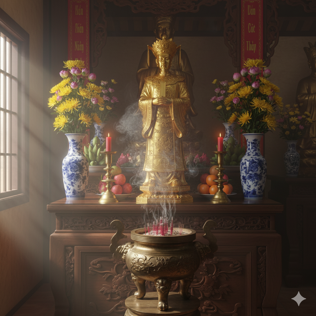 Không gian thờ tượng Quan Lớn Đệ Nhất Thượng Thiên trong hệ thống Tứ phủ Thánh quan của Đạo Mẫu Tam Phủ – Tứ Phủ