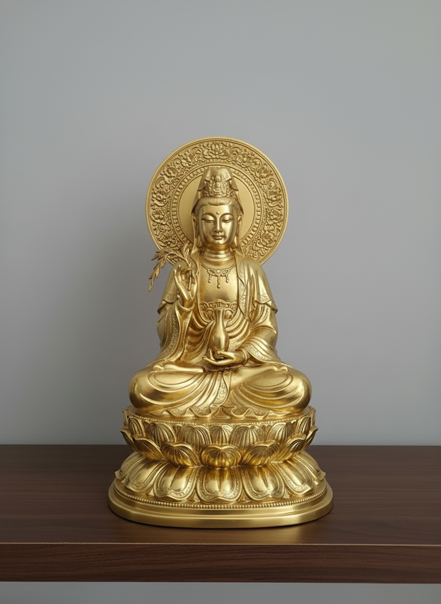 Tượng QUÁN THẾ ÂM BỒ TÁT (Avalokiteśvara) Bằng Đồng – Biểu Tượng Đại Bi Vô Ngại Và Thần Lực Cứu Khổ Cứu Nạn