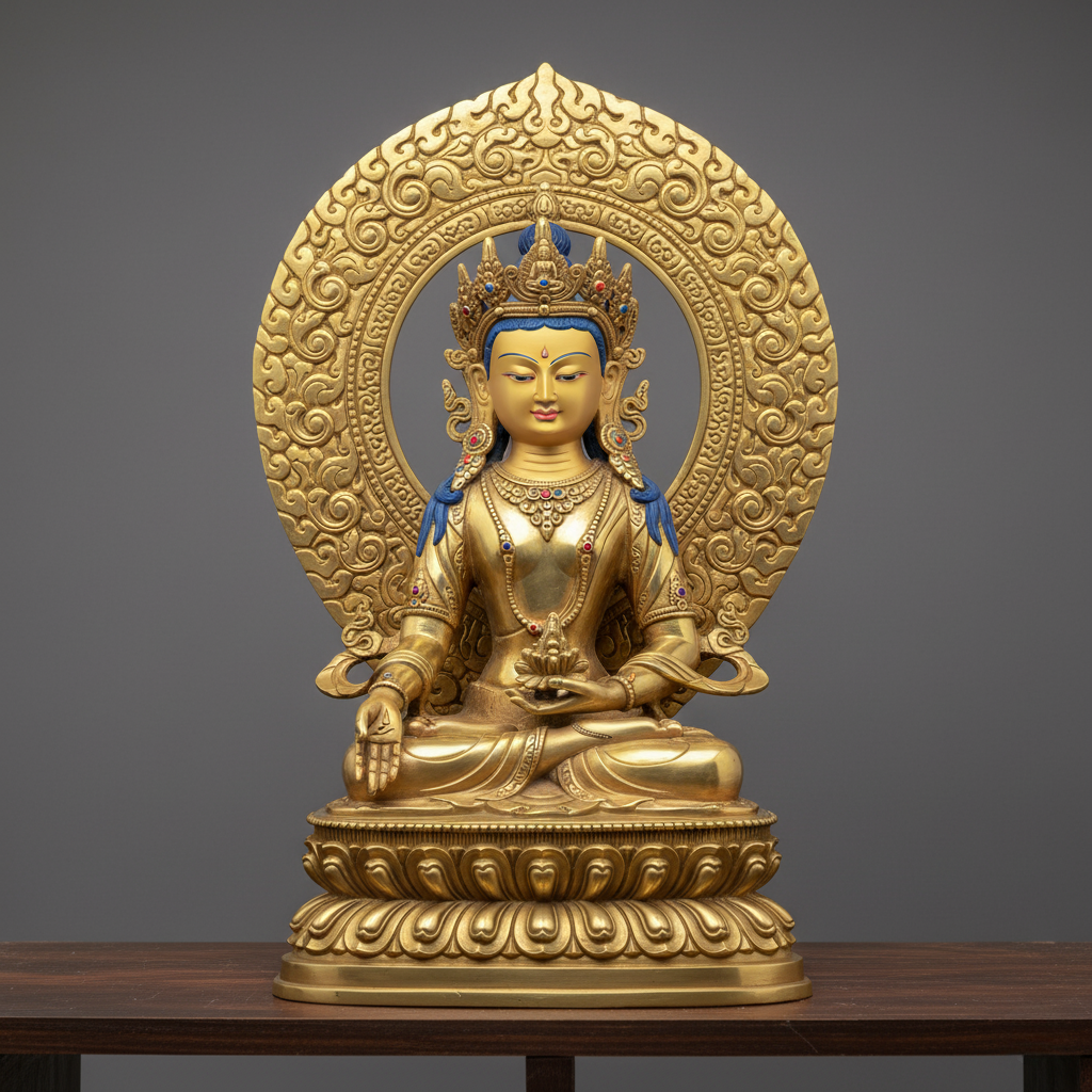Tượng ĐẠI THẾ CHÍ BỒ TÁT (Mahāsthāmaprāpta Bodhisattva) Bằng Đồng – Biểu Tượng Trí Lực Kim Cương Và Ánh Sáng Thanh Tịnh Soi Rọi Vô Minh