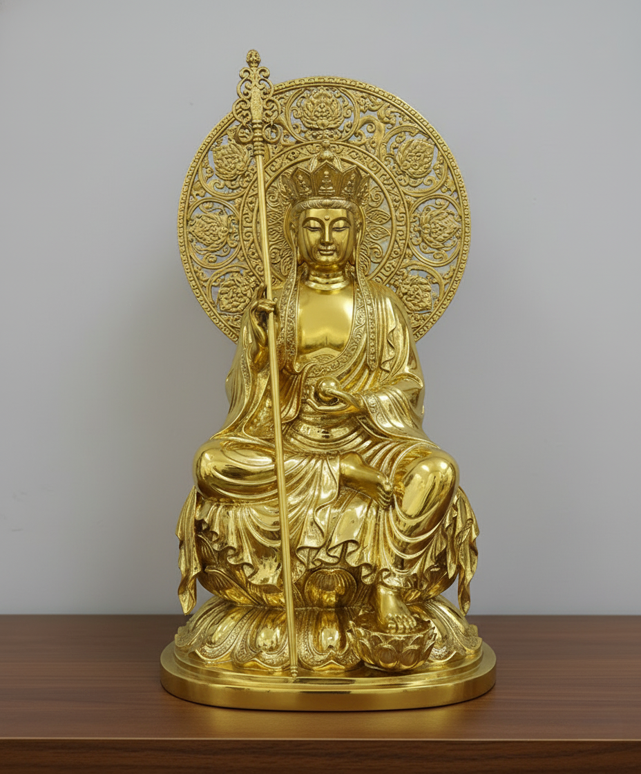 Tượng ĐỊA TẠNG VƯƠNG BỒ TÁT Bằng Đồng – Biểu Tượng Đại Nguyện Sâu Dày Và Thần Lực Độ Thoát Ác Đạo