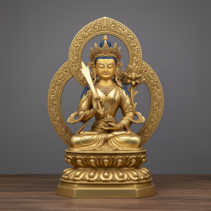 Tượng VĂN THÙ SƯ LỢI BỒ TÁT (Manjusri Bodhisattva) Bằng Đồng – Biểu Tượng Đại Trí Bát Nhã Và Kiếm Trí Tuệ Cắt Đứt Vô Minh