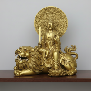 Tượng VĂN THÙ SƯ LỢI BỒ TÁT Bằng Đồng – Biểu Tượng Đại Trí Bát Nhã Và Kiếm Trí Tuệ Cắt Đứt Vô Minh