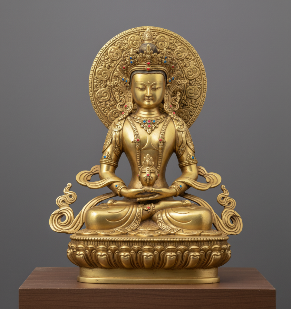 ĐỨC PHẬT VÔ LƯỢNG THỌ (Amitābha Buddha) Bằng Đồng – Biểu Tượng Trường Thọ Vô Biên Và Ánh Sáng Cứu Độ Tuyệt Đối