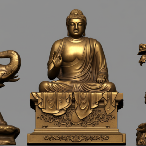 BỘ TƯỢNG ĐÚC ĐỒNG HOA NGHIÊM TAM THÁNH – BIỂU TƯỢNG PHÁP GIỚI, TRÍ TUỆ VÀ HẠNH NGUYỆN VIÊN MÃN