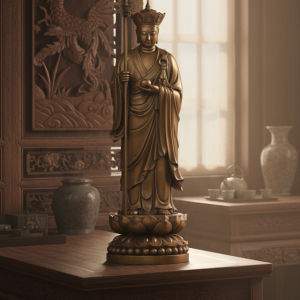 TƯỢNG ĐÚC ĐỒNG ĐỊA TẠNG VƯƠNG BỒ TÁT ĐÀI LẬP – BIỂU TƯỢNG ĐẠI NGUYỆN, HẠNH HIẾU VÀ SẴN SÀNG CỨU ĐỘ