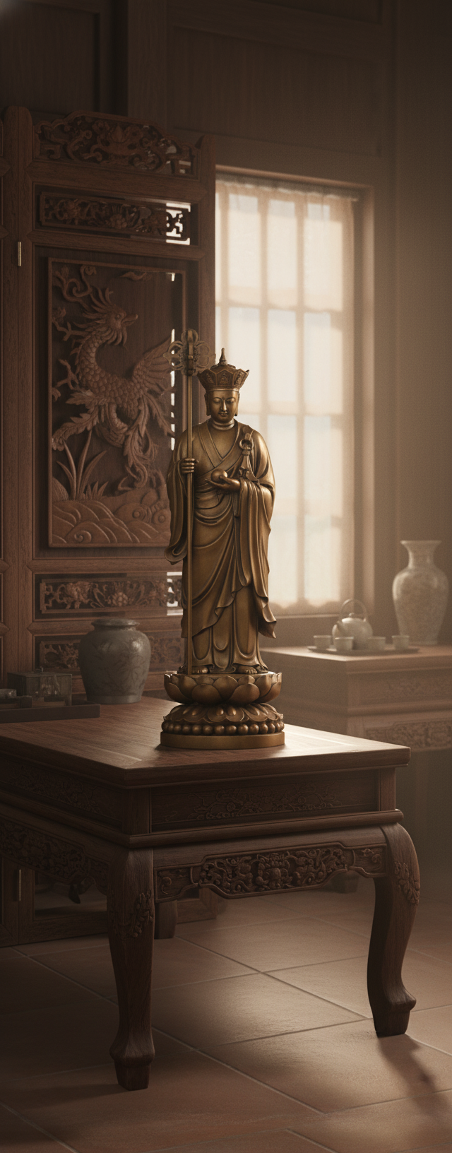 TƯỢNG ĐÚC ĐỒNG ĐỊA TẠNG VƯƠNG BỒ TÁT ĐÀI LẬP – BIỂU TƯỢNG ĐẠI NGUYỆN, HẠNH HIẾU VÀ SẴN SÀNG CỨU ĐỘ